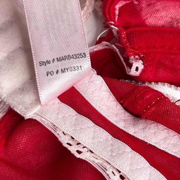 Sophie B Pin Up White Lace Red Bra 38 B - Picture 5 of 6